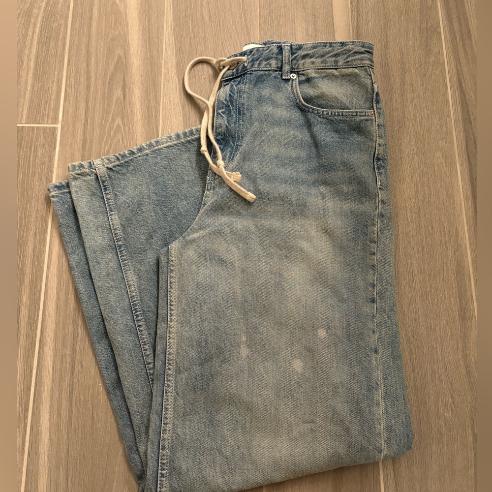 Zara drawstring wide leg jeans